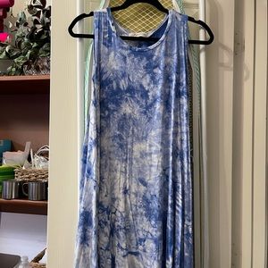Tie-dye blue shift dress